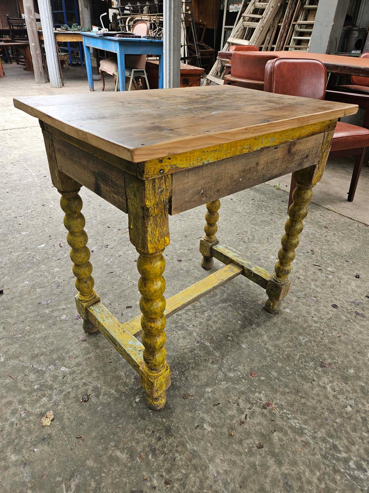 Yellow rustic table