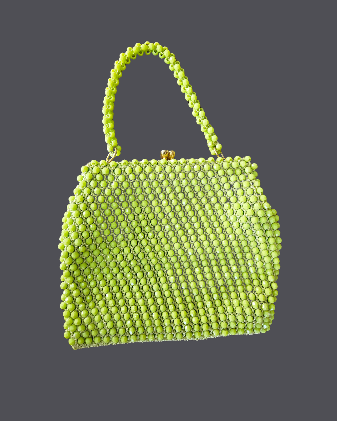 Vintage lime green beaded handbag