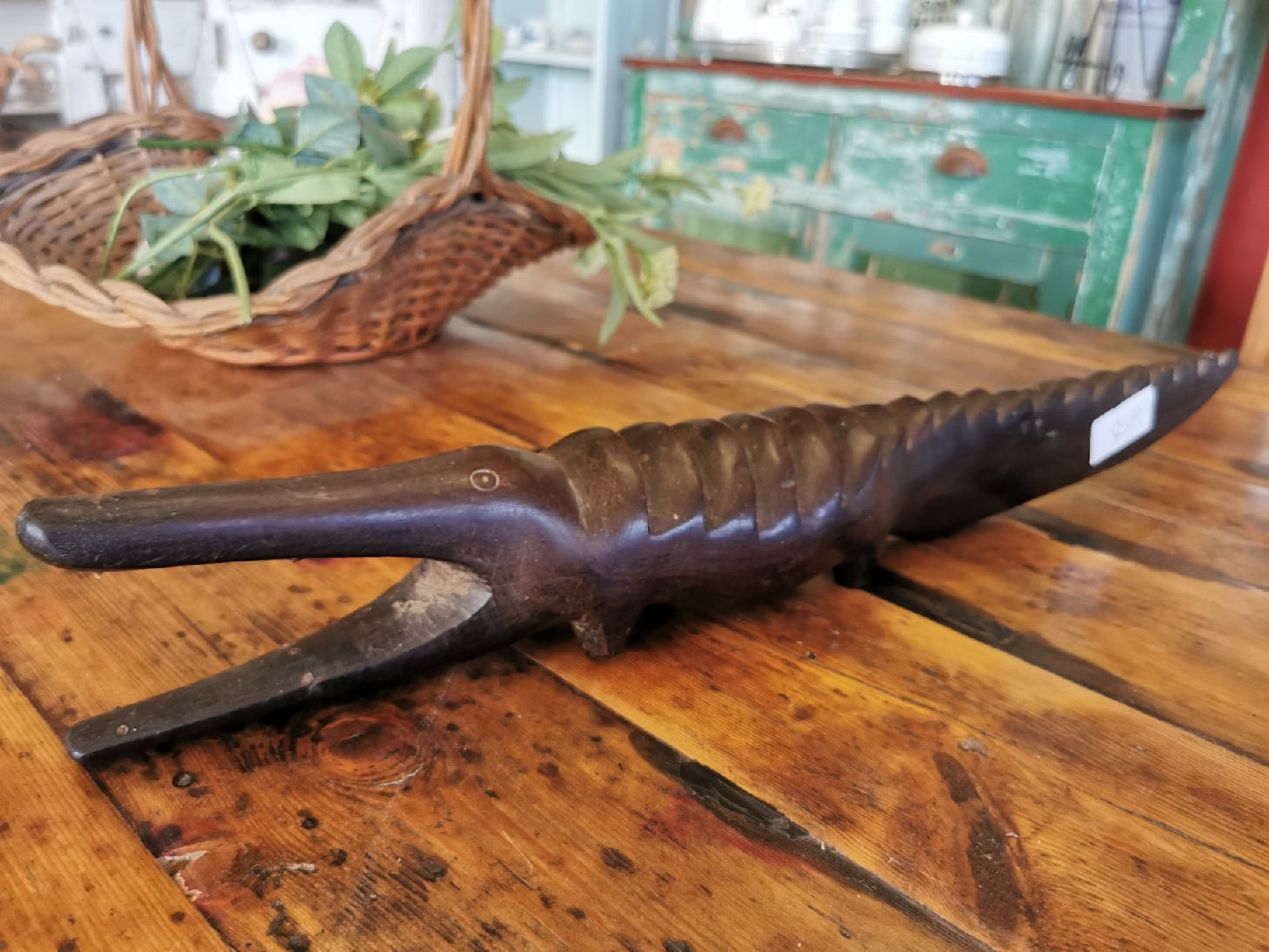 Wooden crocodile figurine