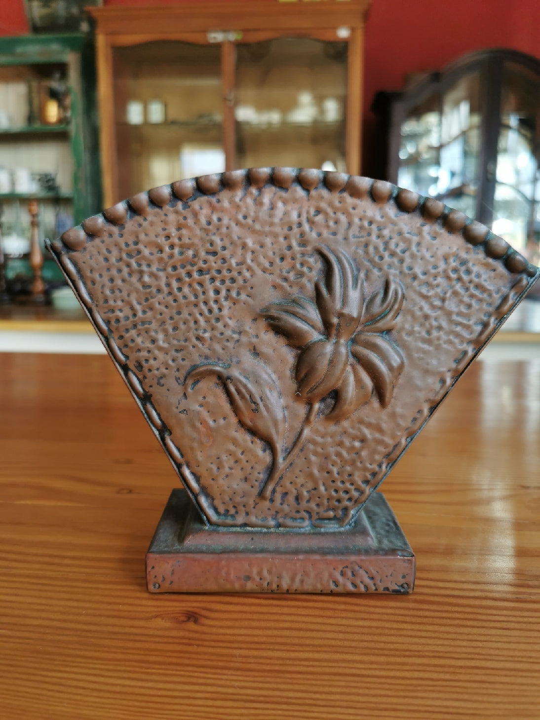 Floral copper fan vase