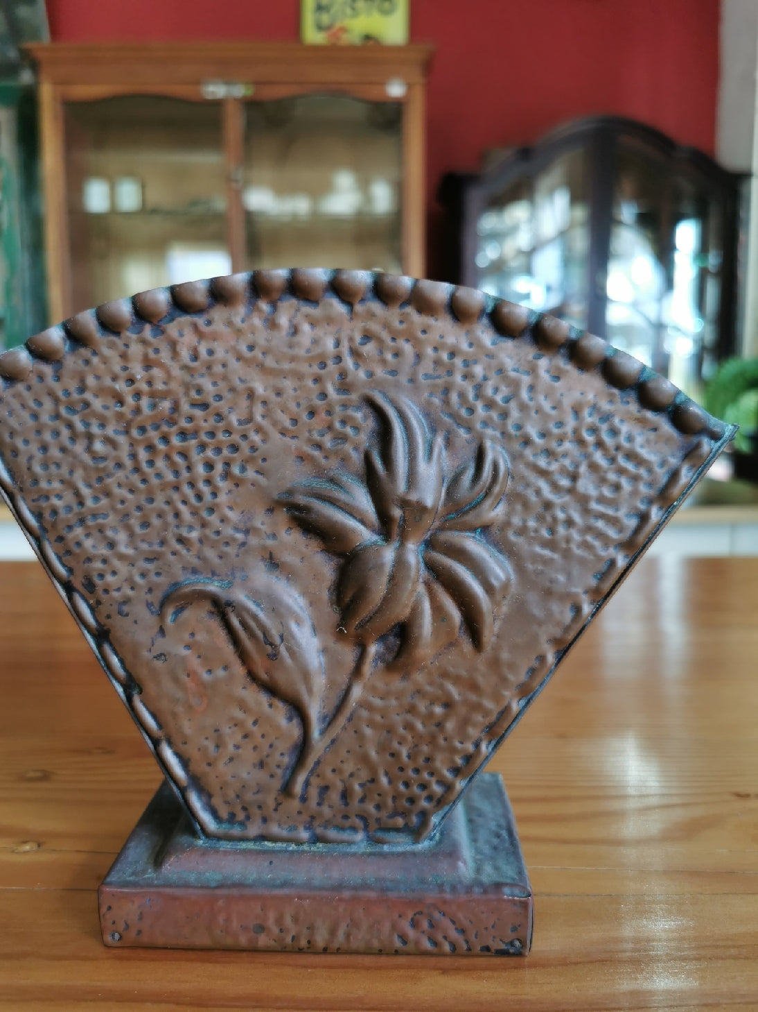 Floral copper fan vase