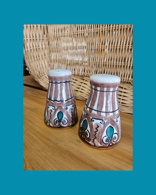 Pair of ceramic salt and pepper shakers by The Old Jar Pottery