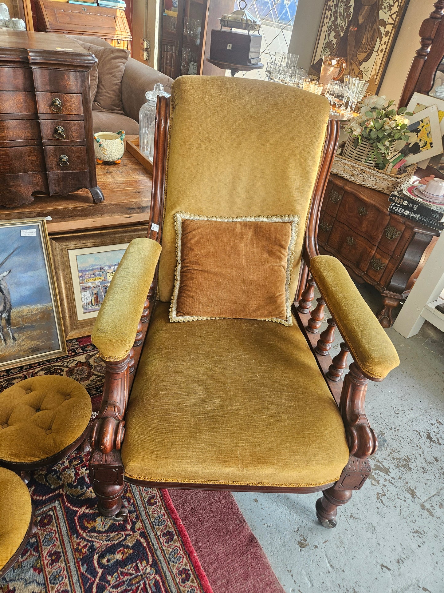 Late Victorian Mahogany Fireside Chair