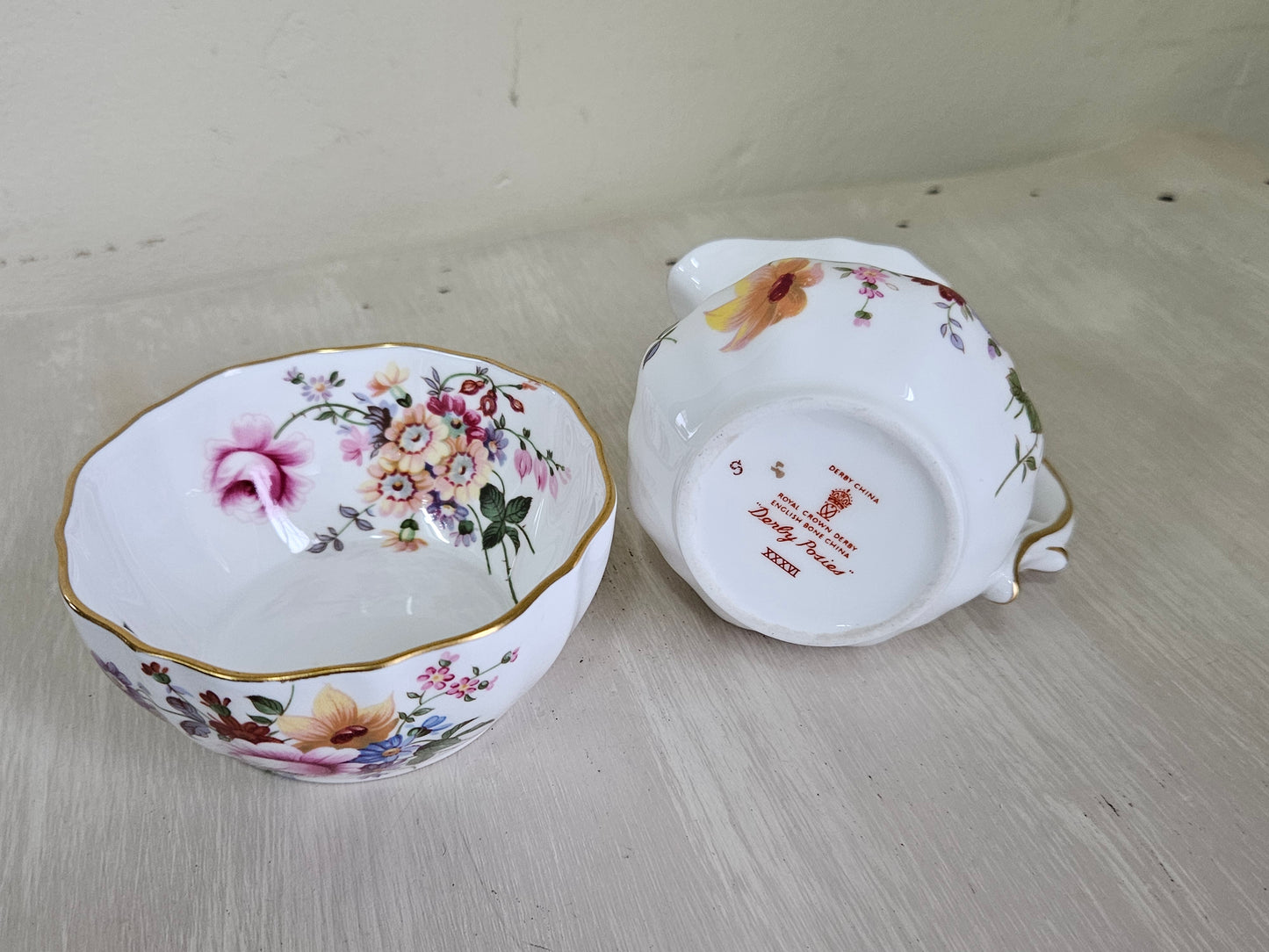Royal Crown Derby milk jug and sugar bowl