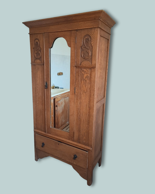 Oak wardrobe with mirror