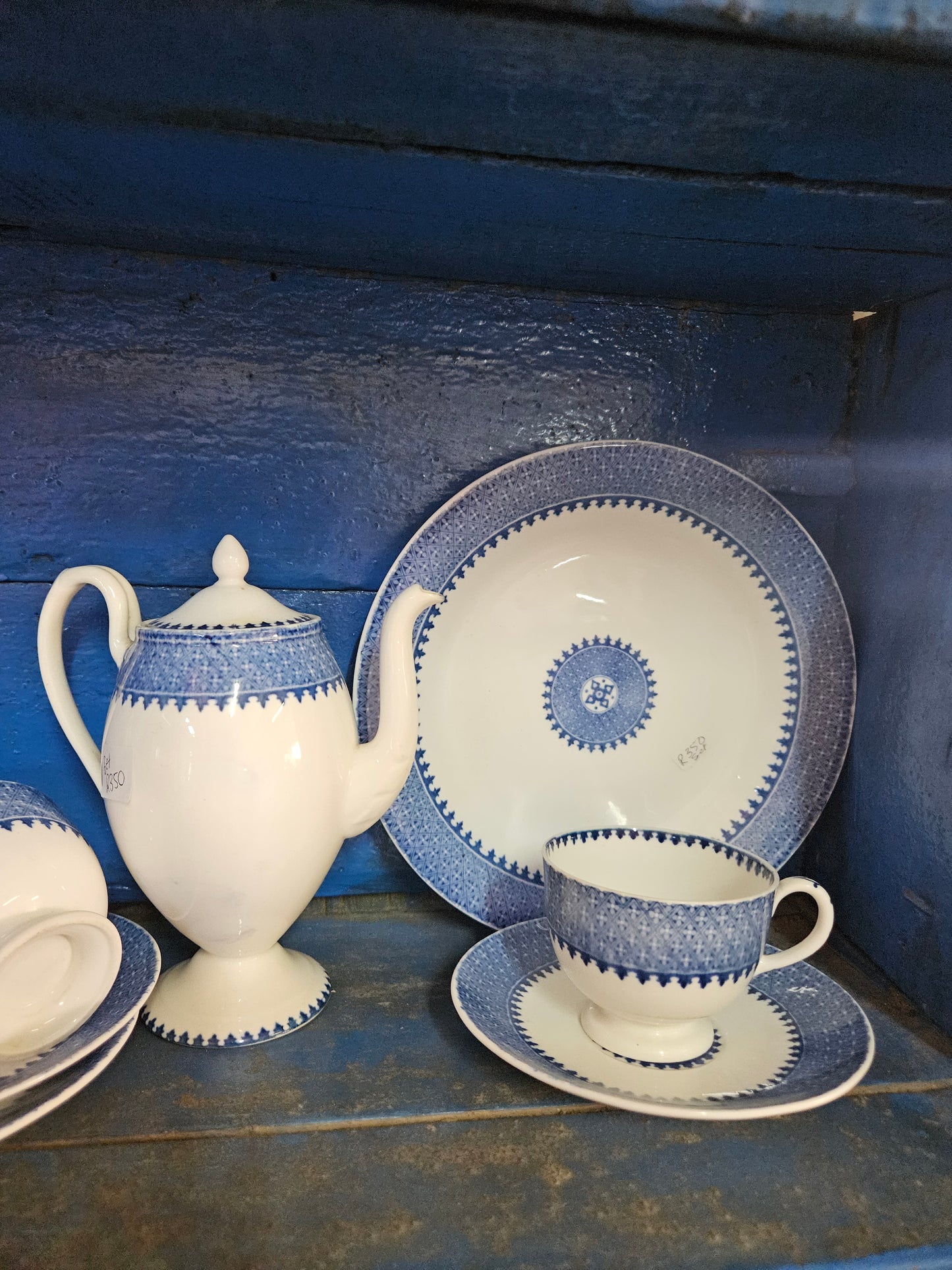 Blue and white part teaset