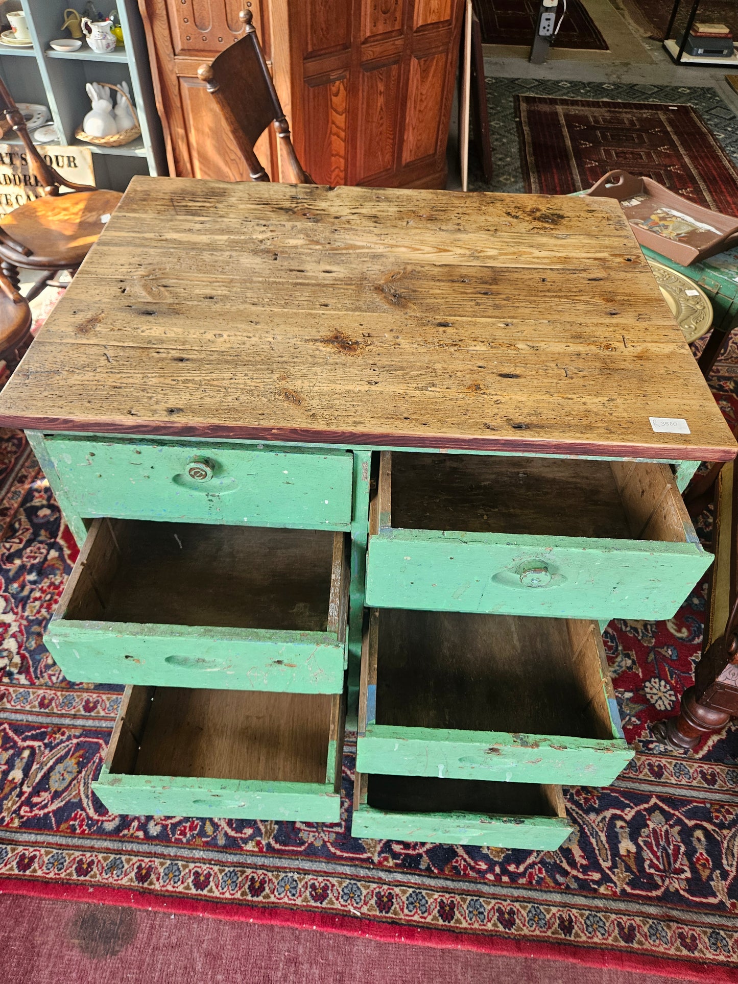 Rustic green chest of drawers