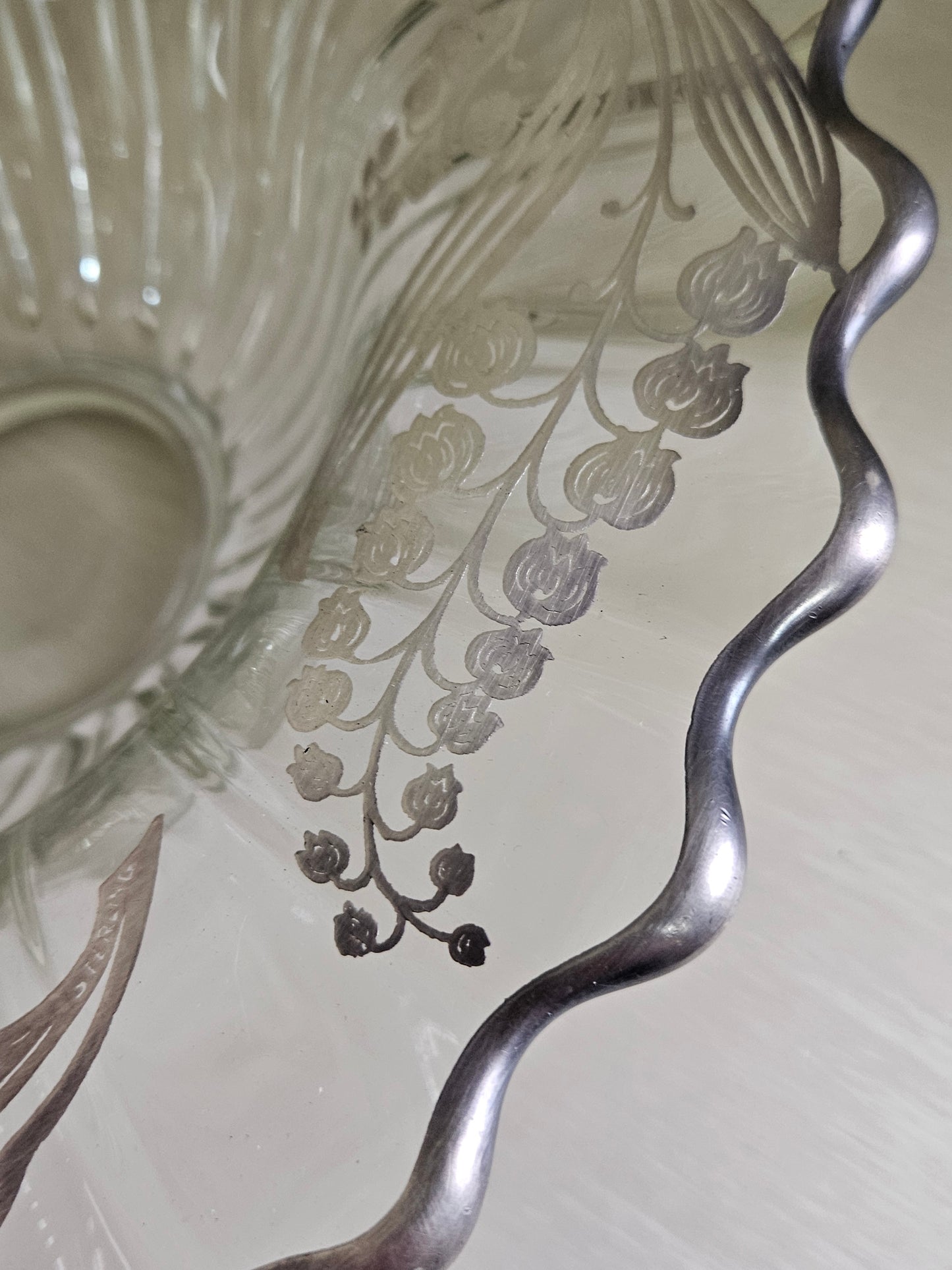 Glass bowl with Sterling silver overlay