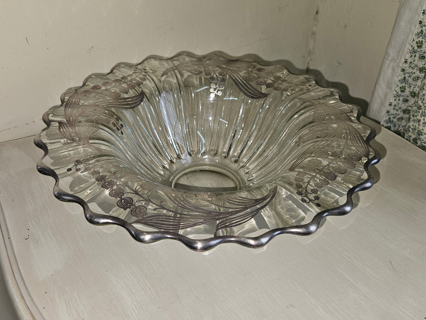 Glass bowl with Sterling silver overlay