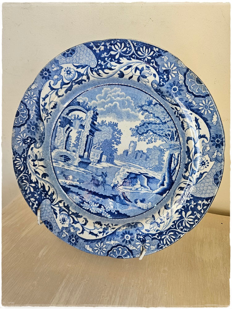 Blue and white plate
