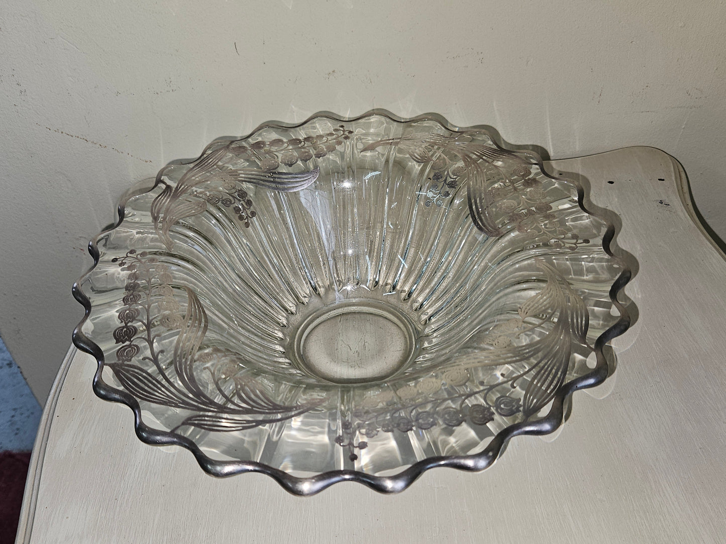 Glass bowl with Sterling silver overlay
