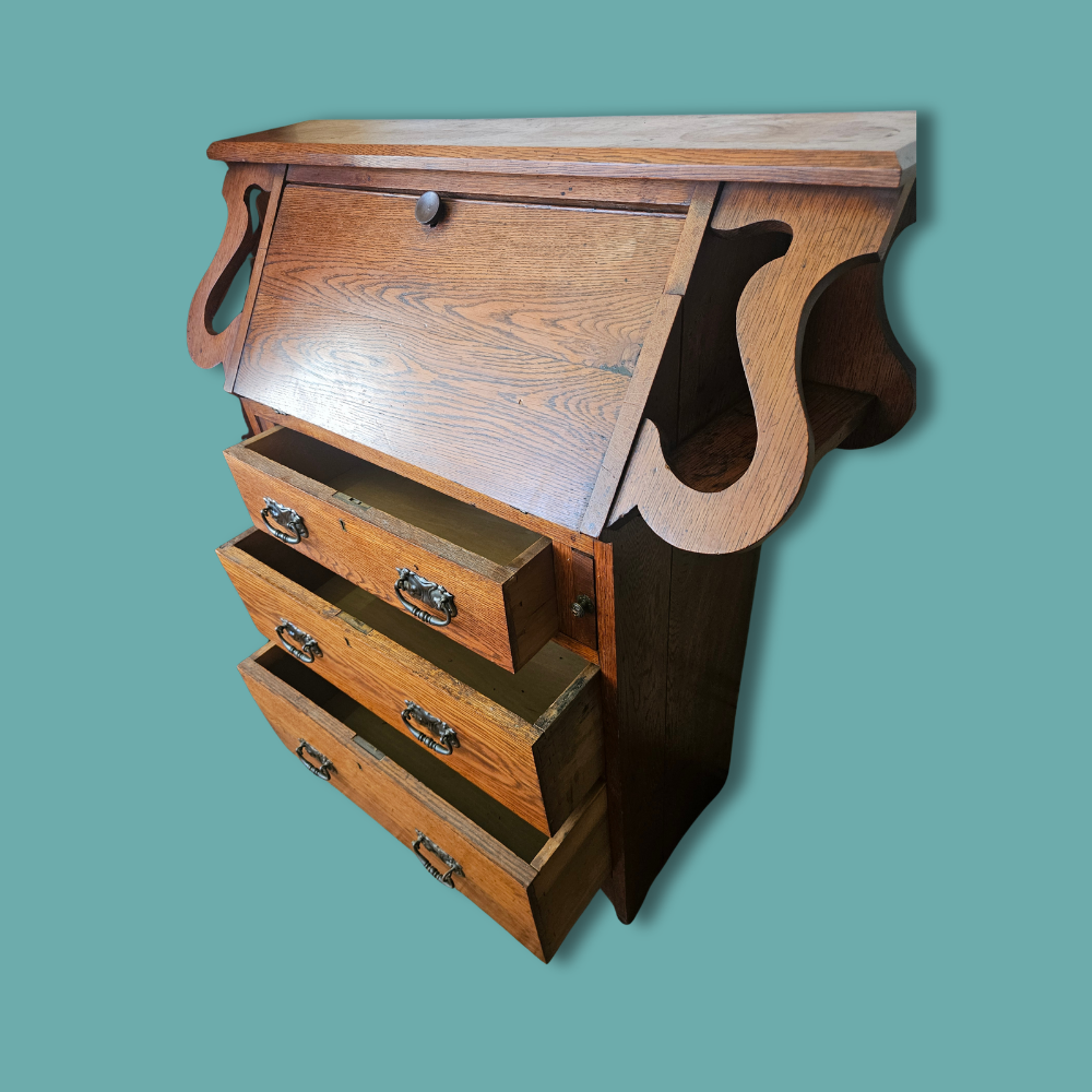 Art Nouveau style, oak writing bureau
