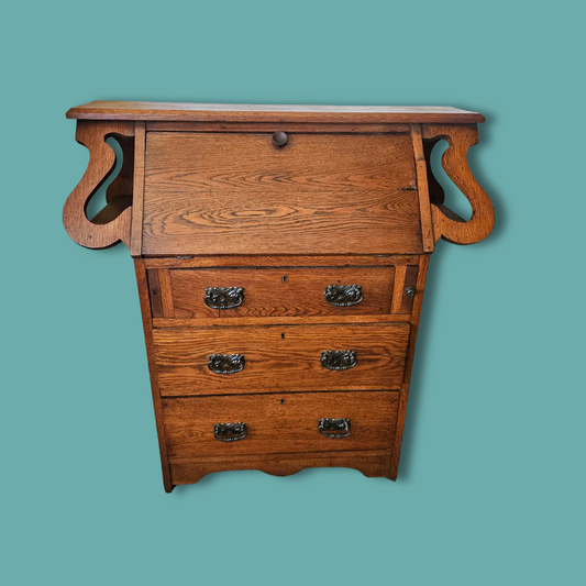 Art Nouveau style, oak writing bureau