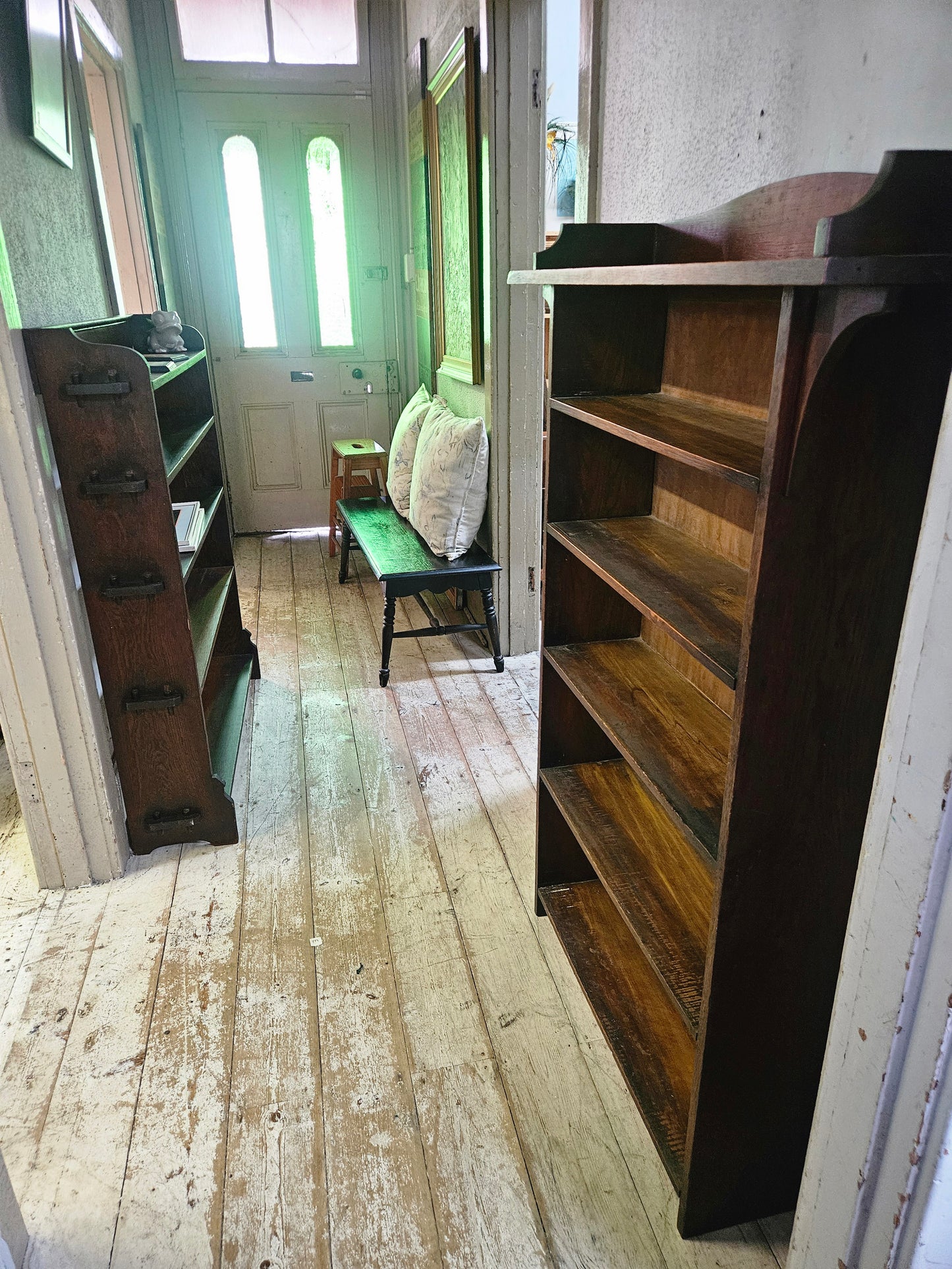 Narrow oak bookshelf