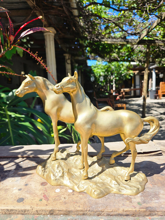 Brass horses figurine