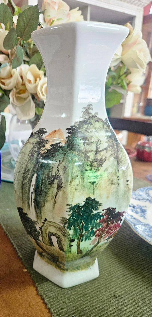 Vase with forest scene