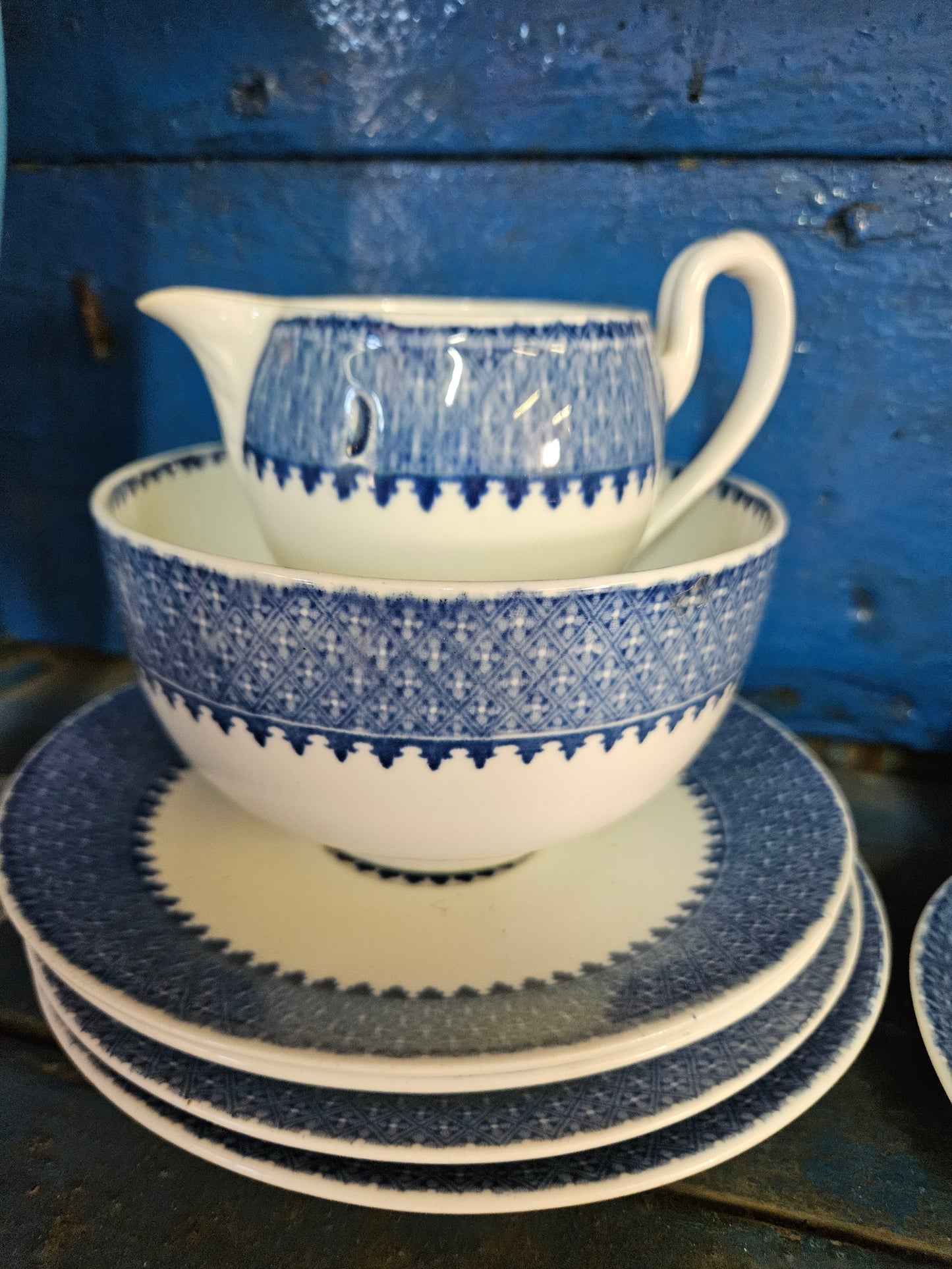Blue and white part teaset