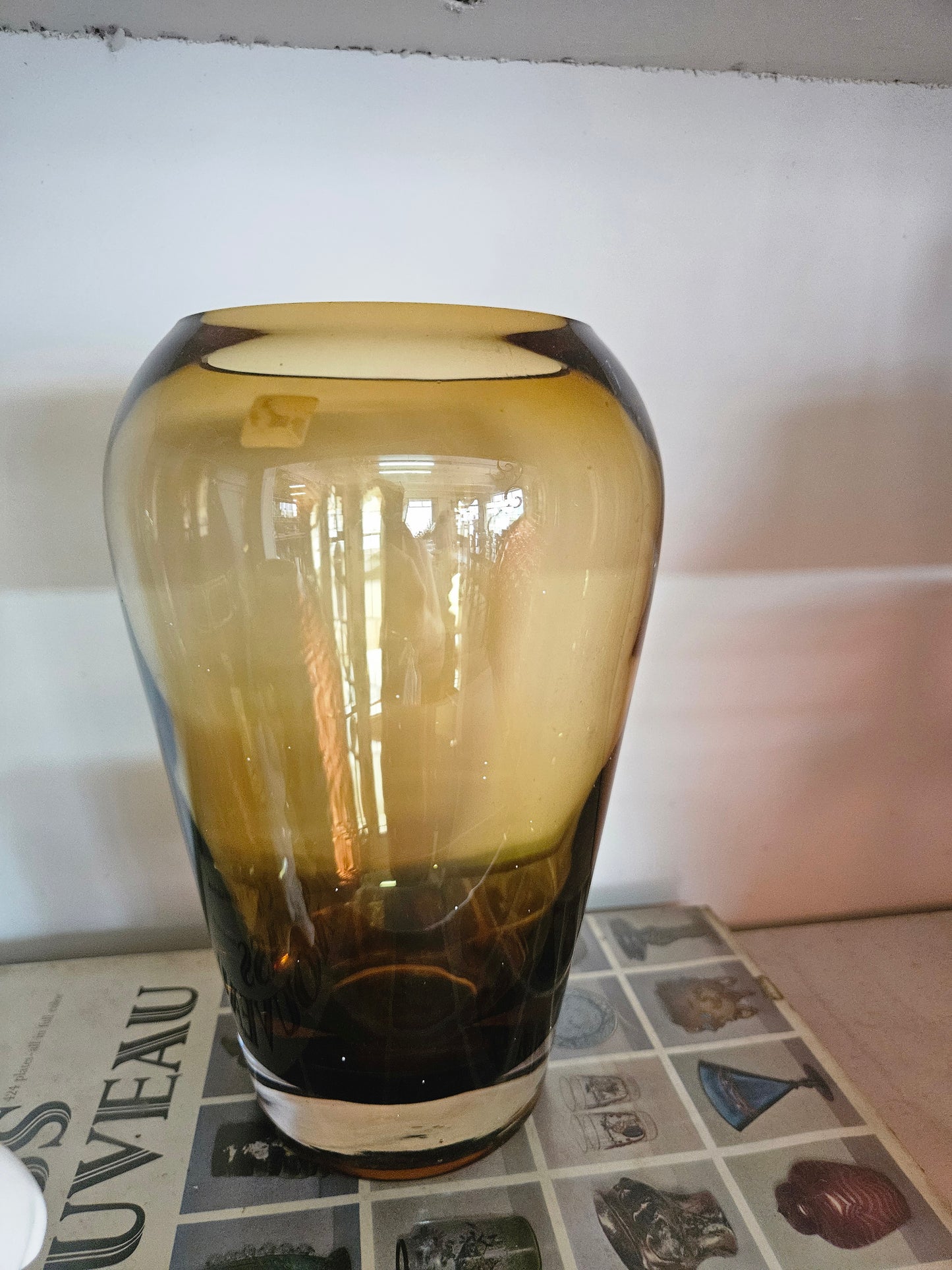 Amber glass vase
