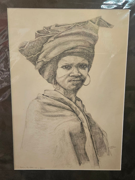 Pencil drawing of a Xhosa lady