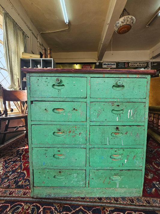 Rustic green chest of drawers