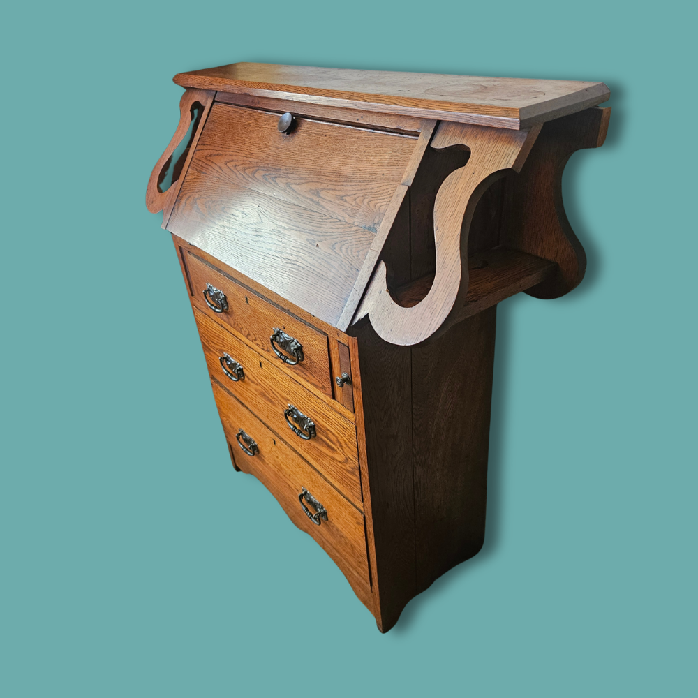 Art Nouveau style, oak writing bureau