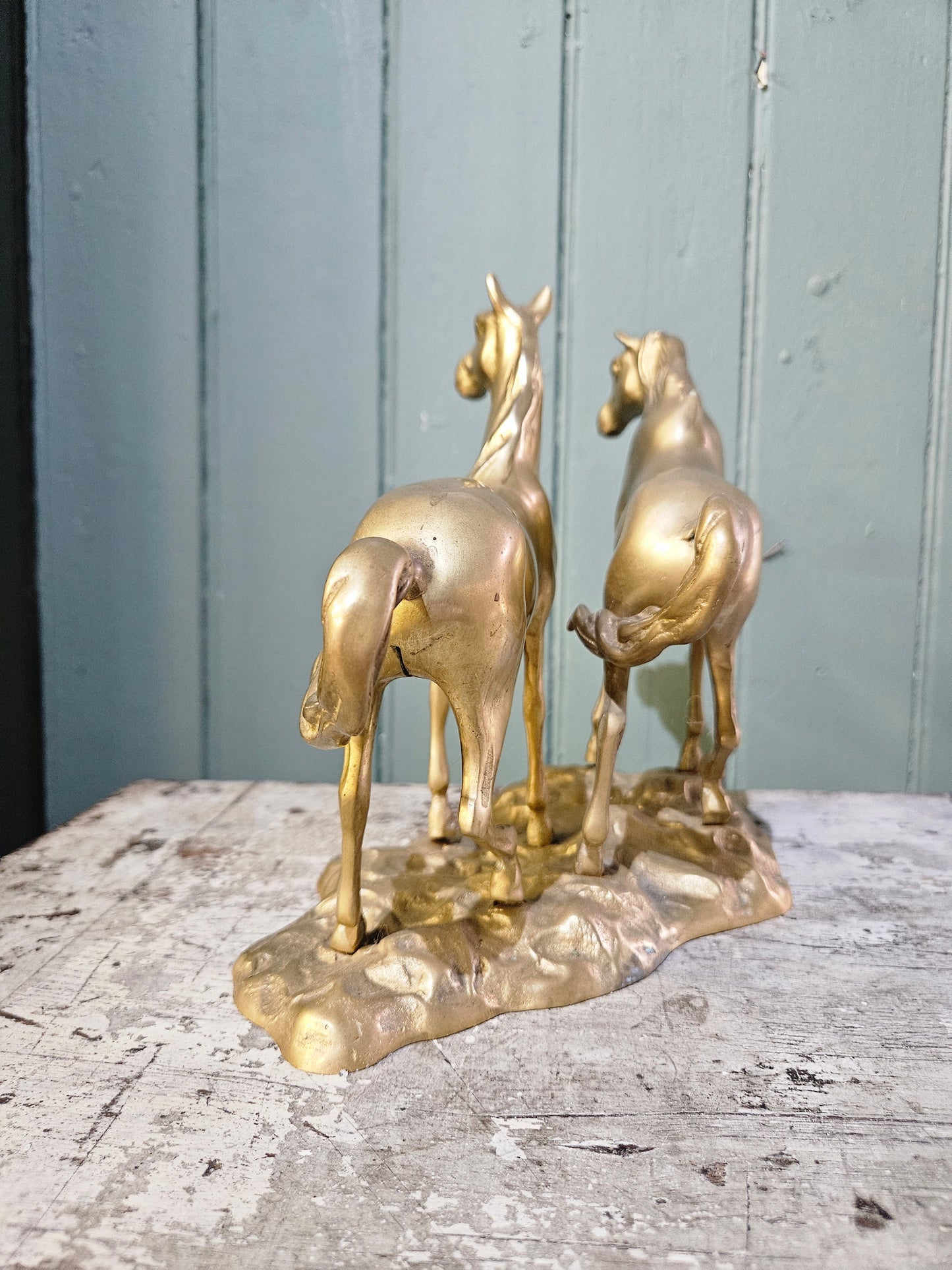 Brass horses figurine