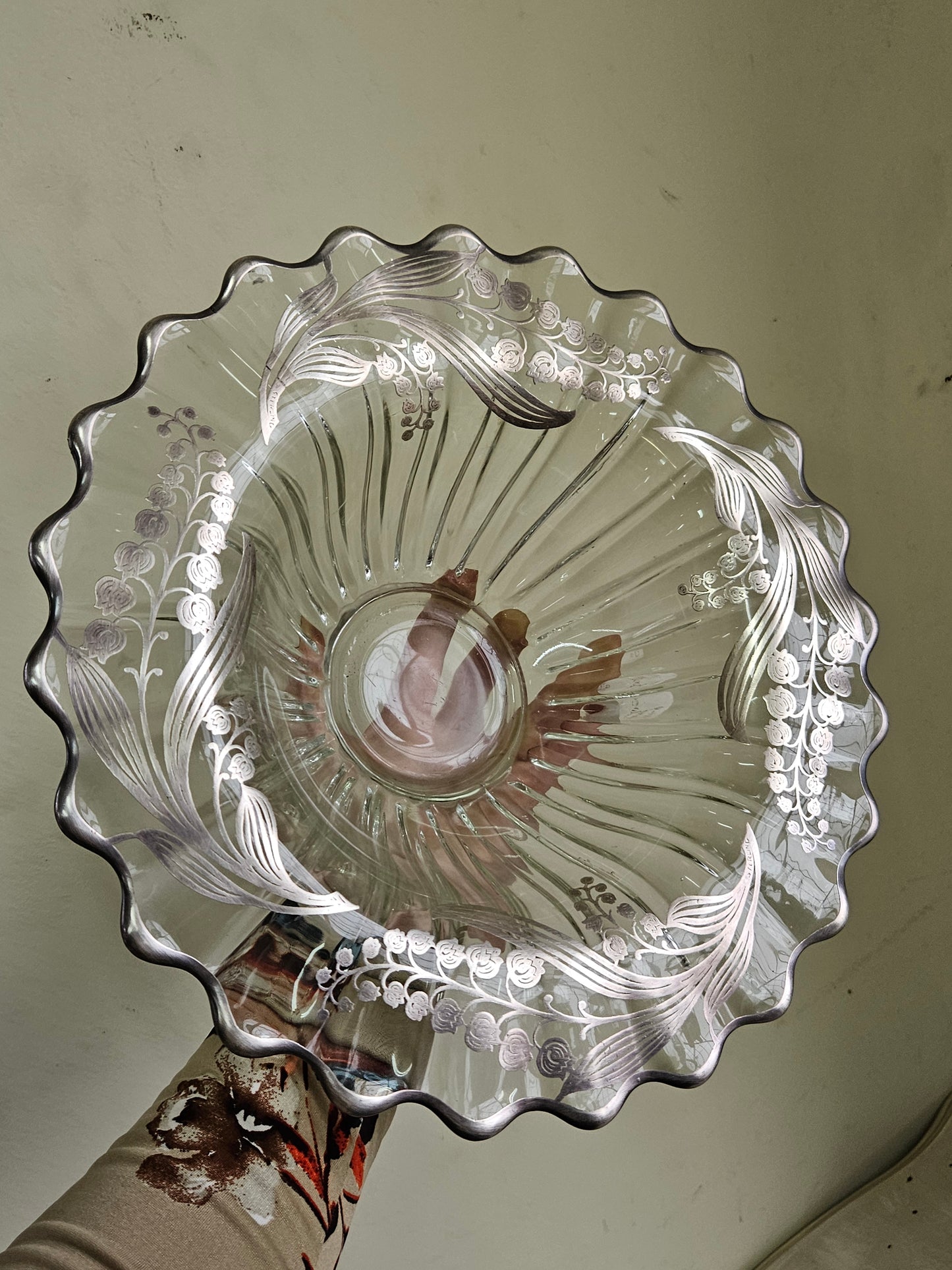 Glass bowl with Sterling silver overlay