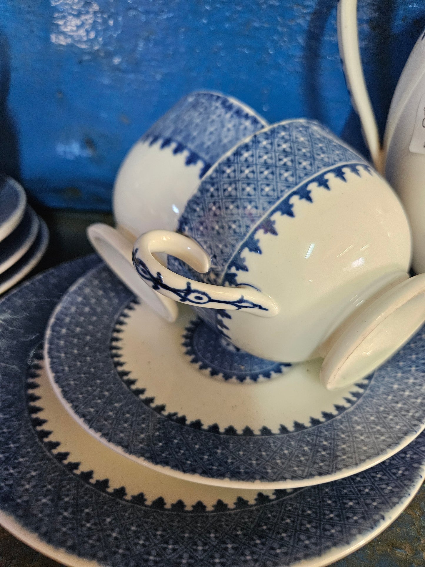 Blue and white part teaset
