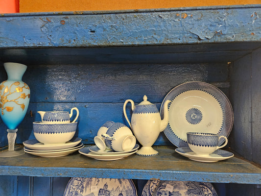 Blue and white part teaset