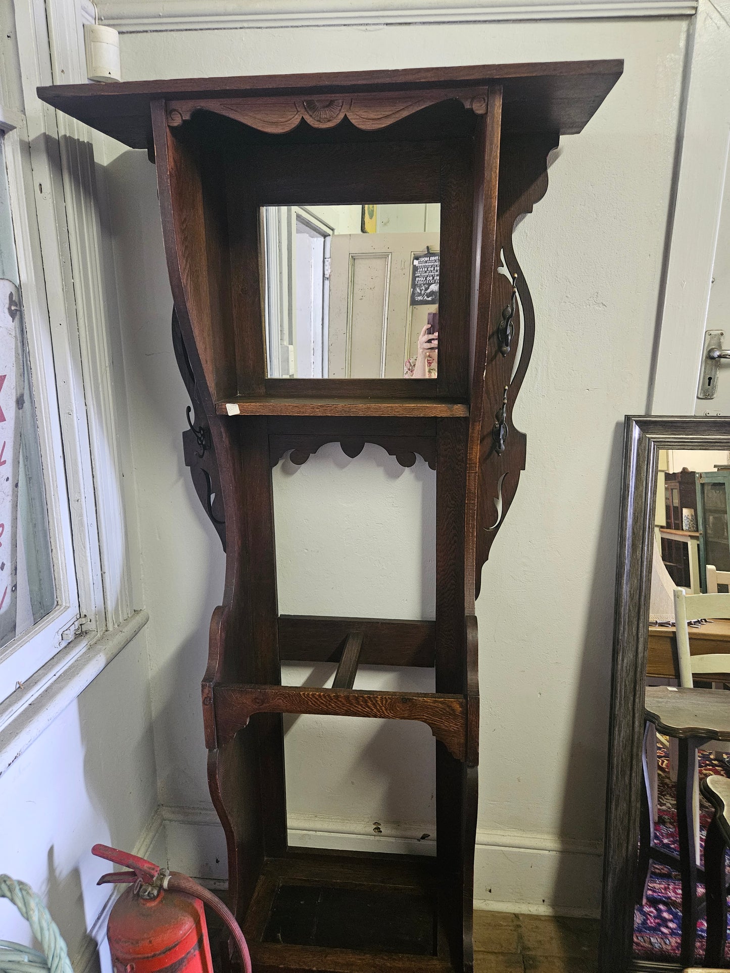 Unusual oak hallstand