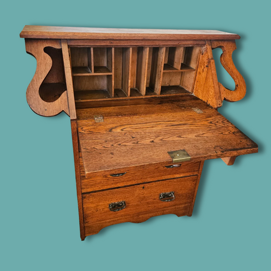 Art Nouveau style, oak writing bureau