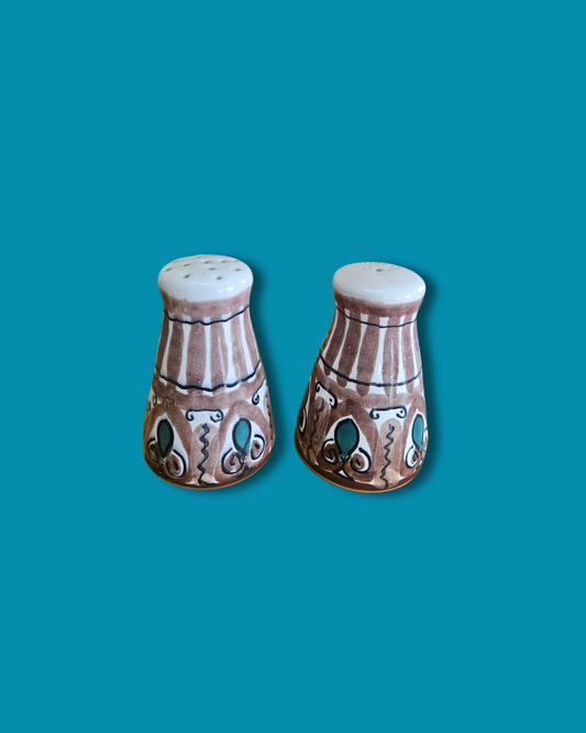 Pair of ceramic salt and pepper shakers by The Old Jar Pottery