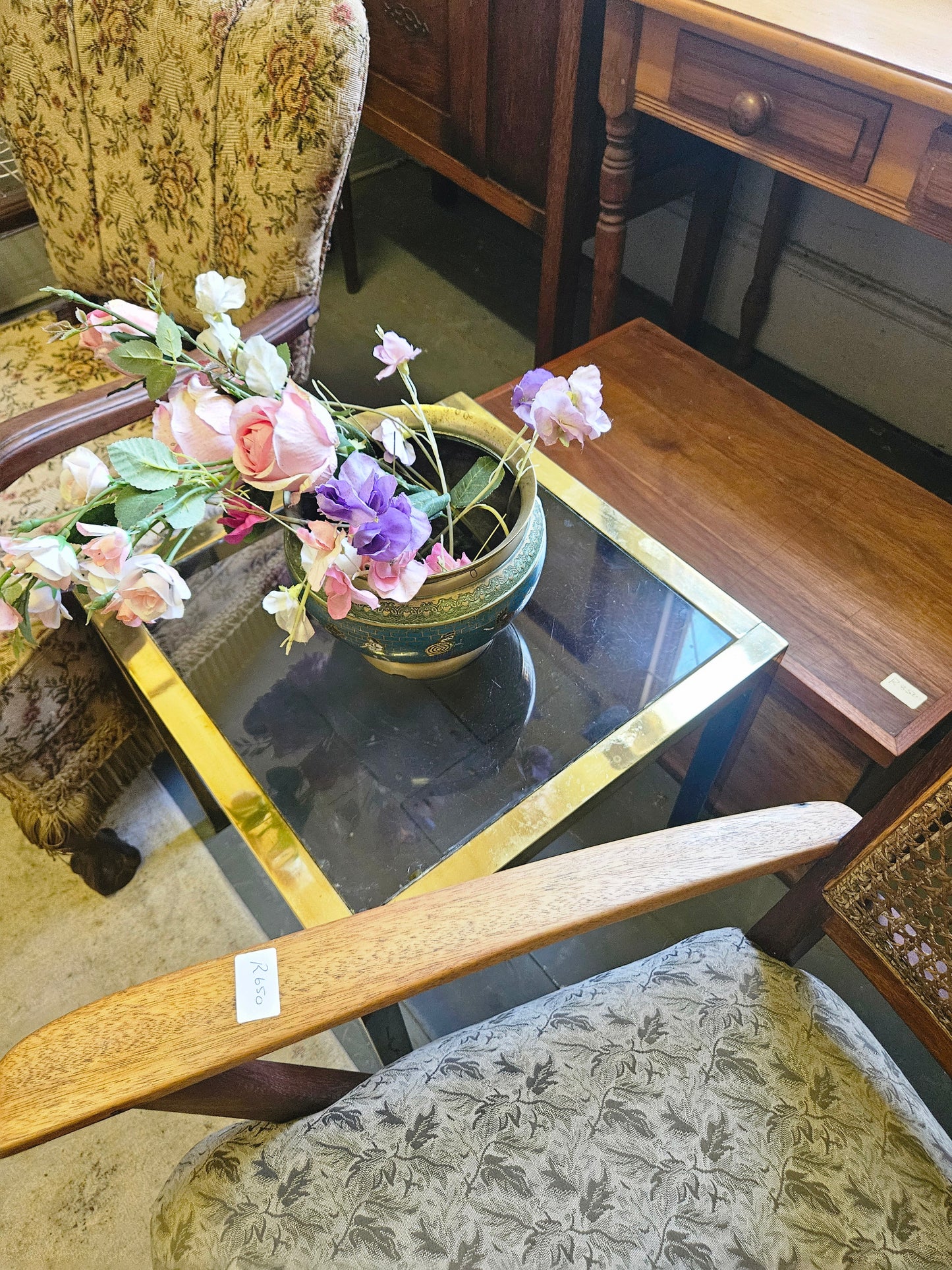 Brass coffee table set