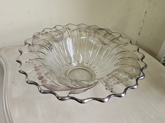 Glass bowl with Sterling silver overlay