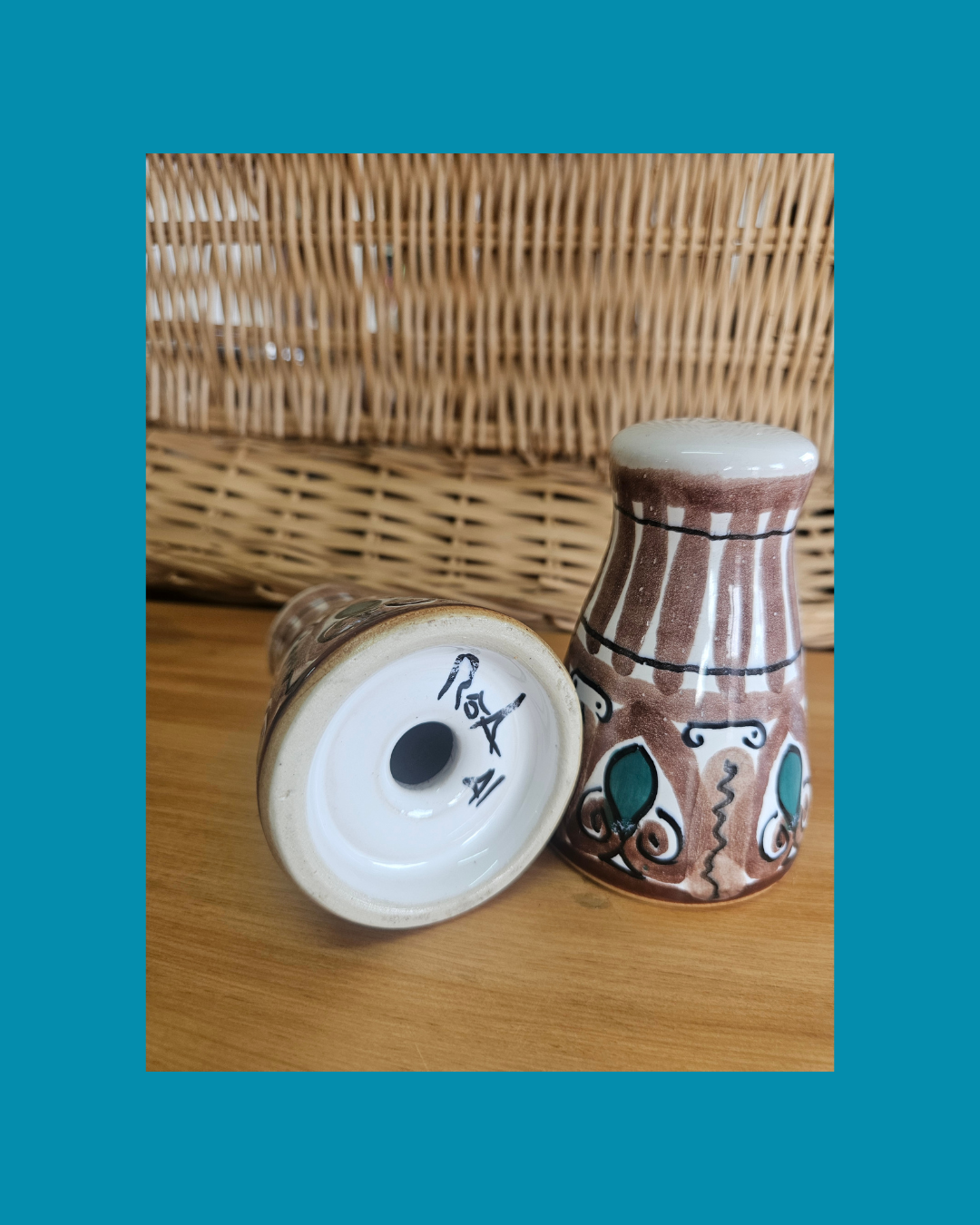 Pair of ceramic salt and pepper shakers by The Old Jar Pottery