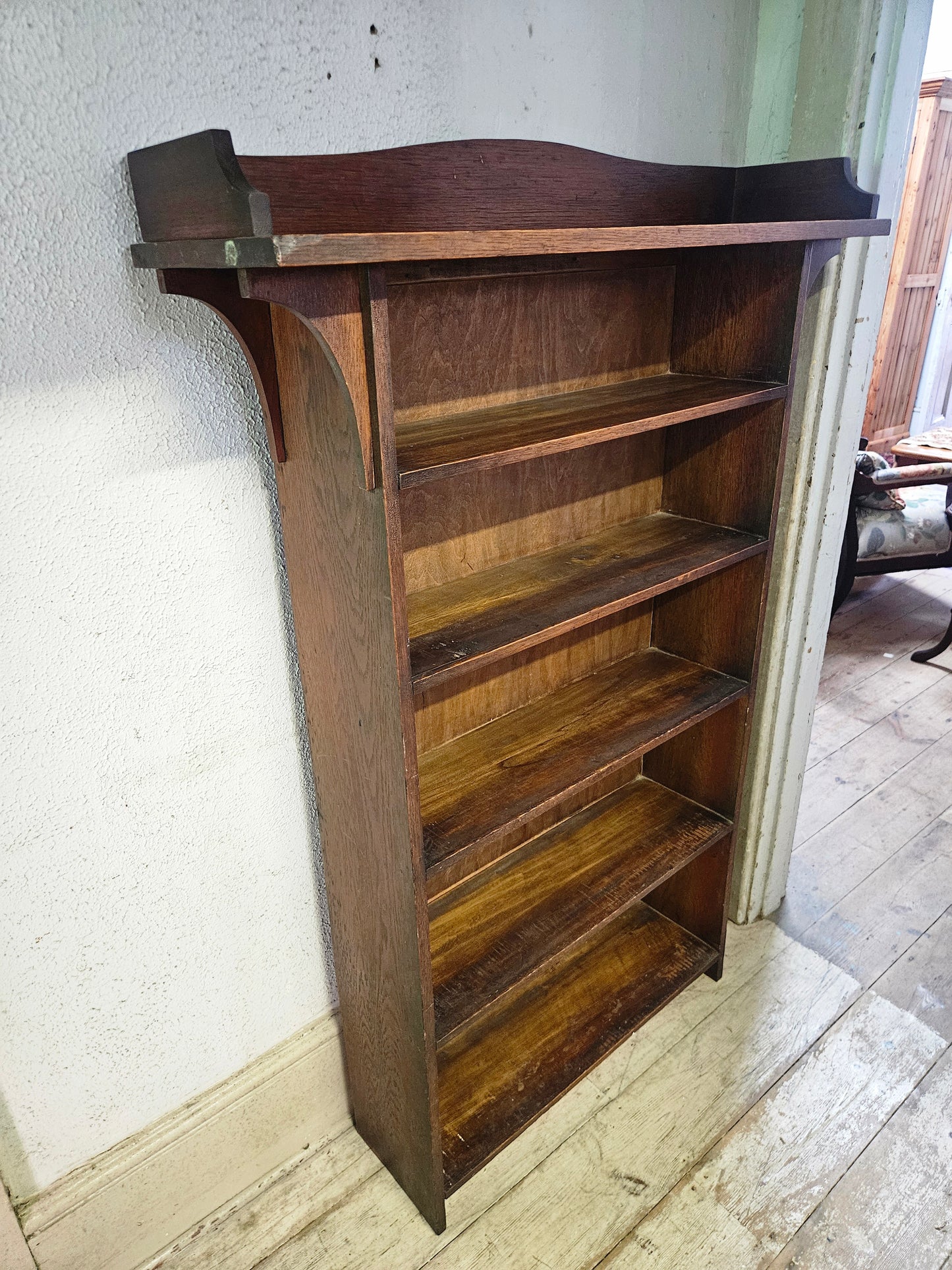 Narrow oak bookshelf