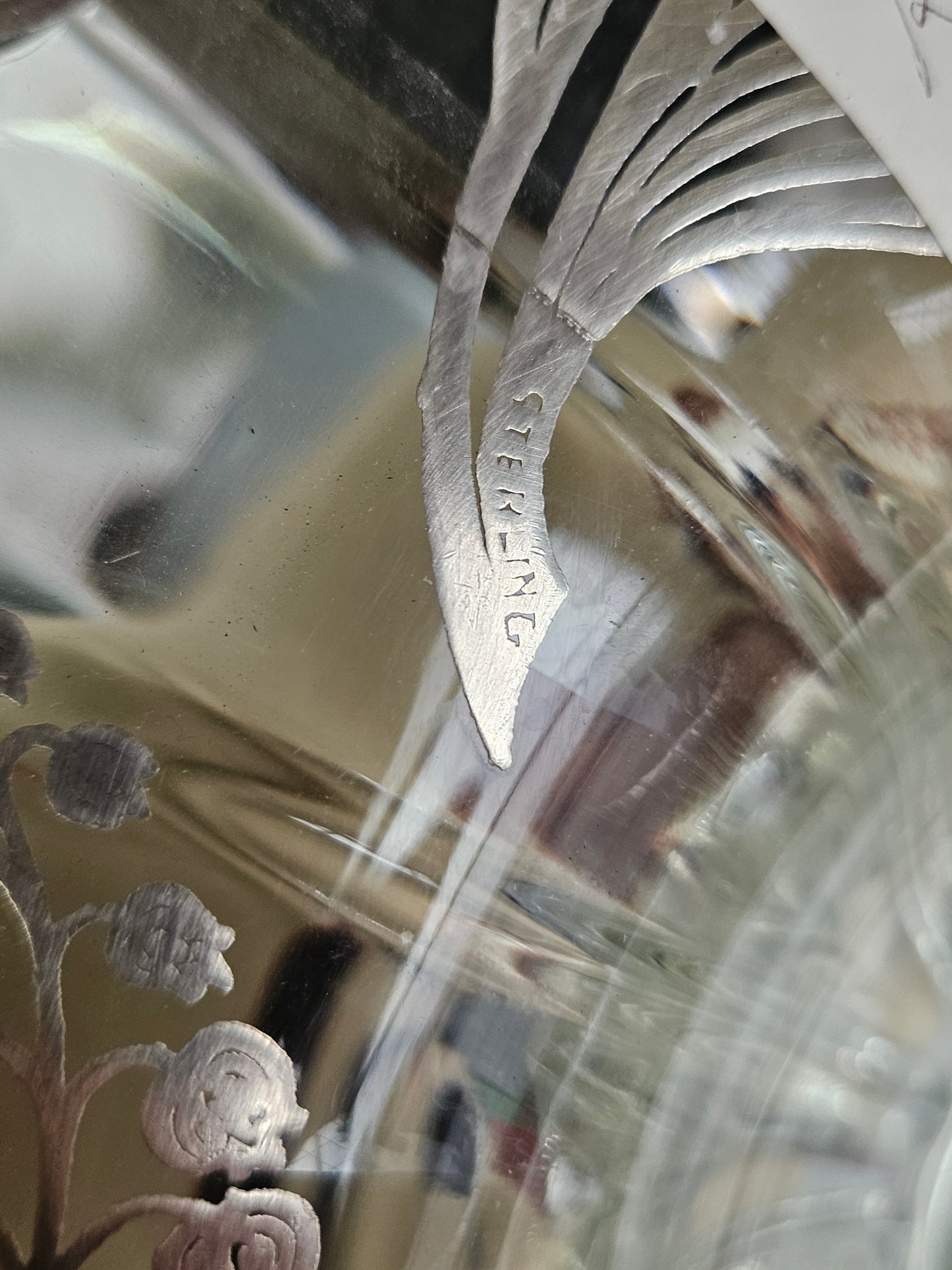 Glass bowl with Sterling silver overlay