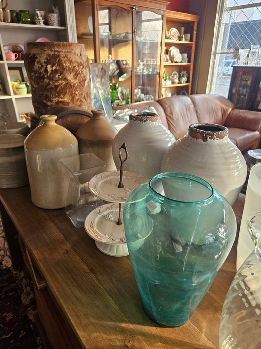 Large blue glass vase