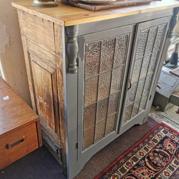 Grey lead glass cupboard