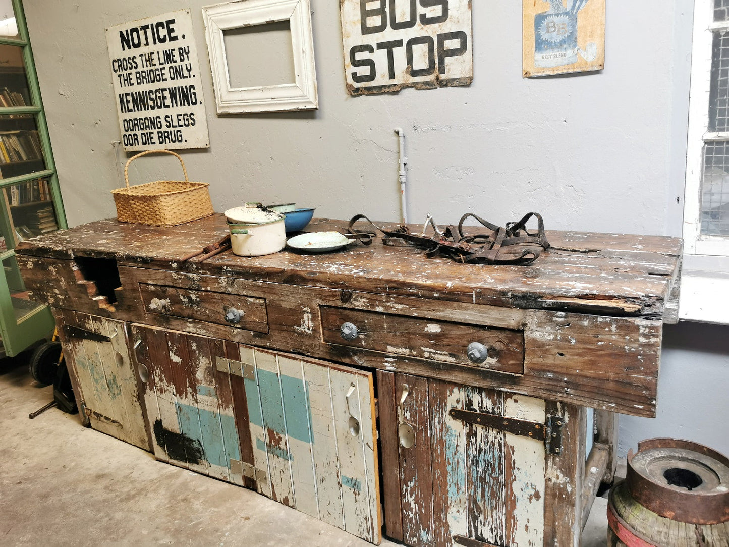 Rustic Painted Workbench
